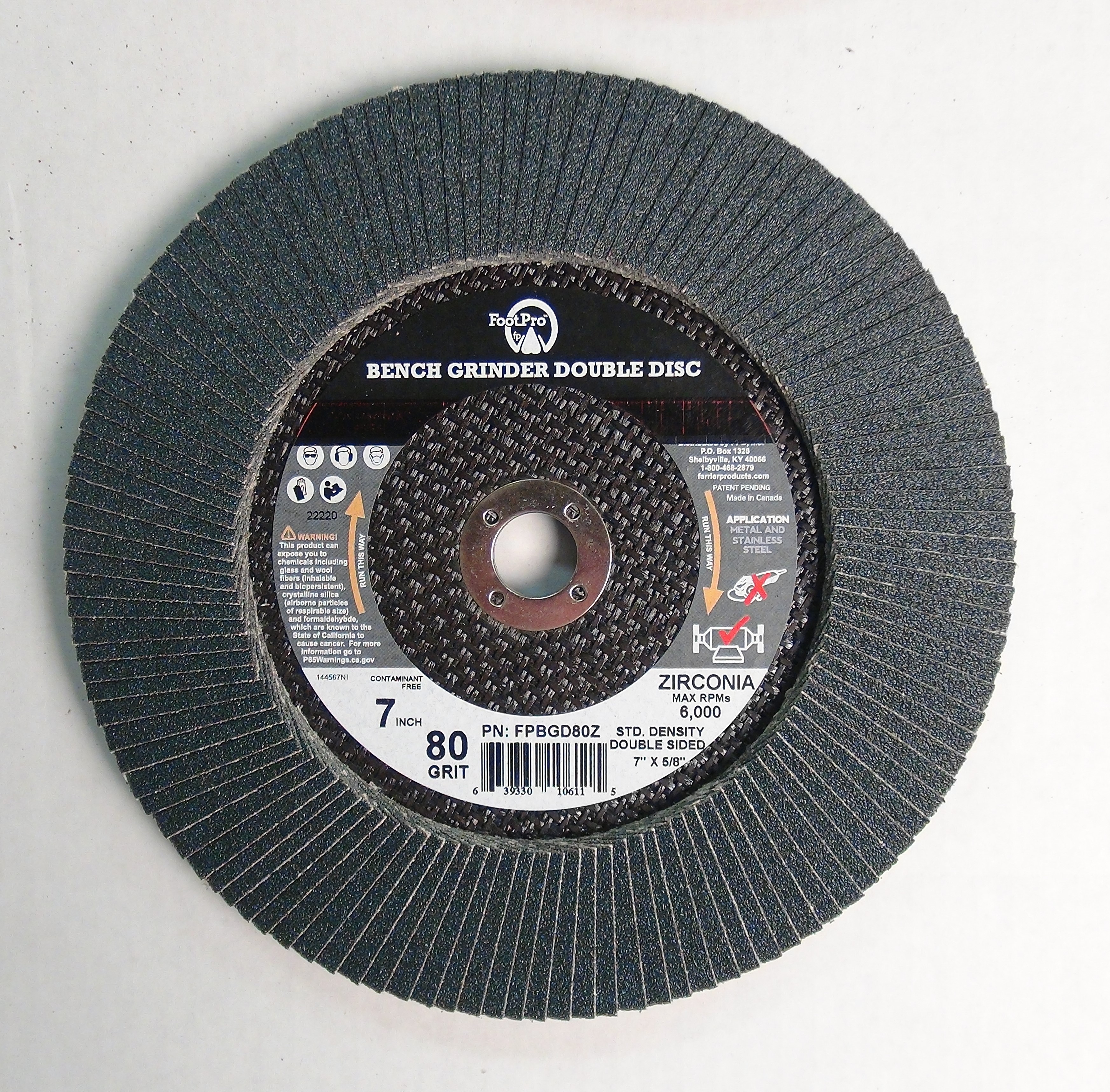 7"X5/8" Double Sided Sanding Disc 80 Gr Zirc